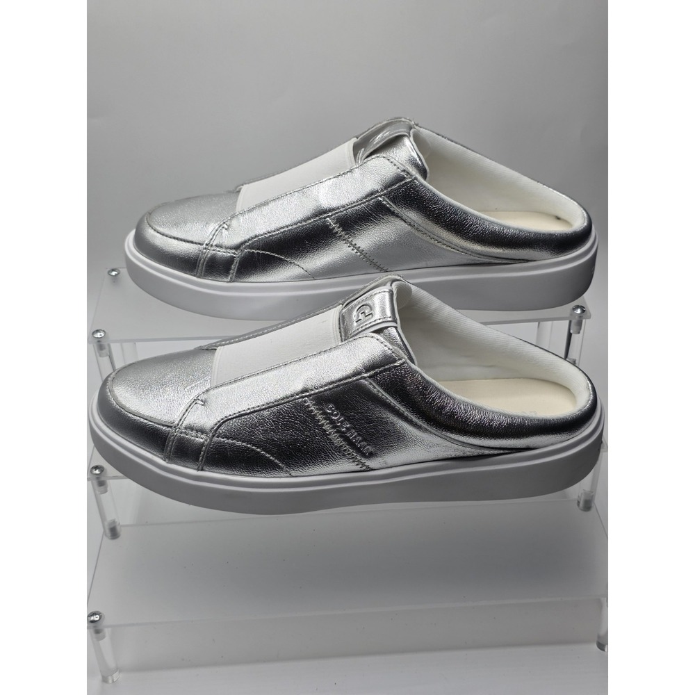 Cole Haan Women's Grand Crosscourt Coaster mule sneakers a metallic silver Sz 9B